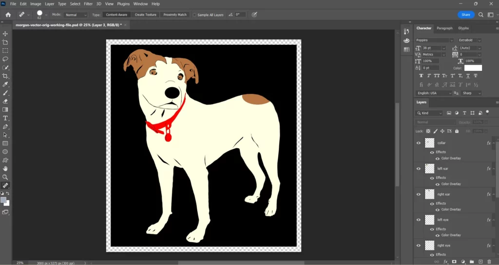 making a dog portrait in Photoshop