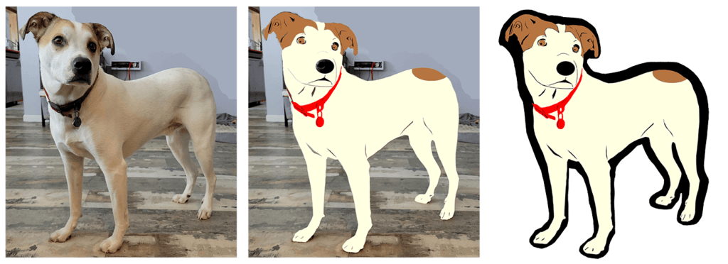 dog portrait cartoon process